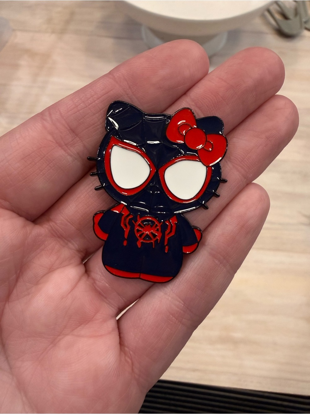 Hello Kitty x Spider-Man Style Red & Navy Enamel Brooch